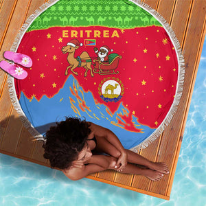 Eritrea Christmas Beach Blanket Santa Claus Camel Sleigh National Emblem - African Pride