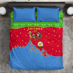 Eritrea Christmas Bedding Set Santa Claus Camel Sleigh National Emblem - African Pride