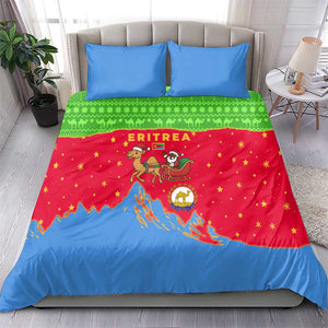 Eritrea Christmas Bedding Set Santa Claus Camel Sleigh National Emblem - African Pride