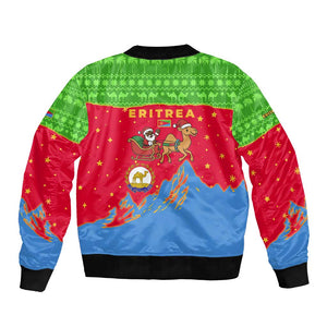 Eritrea Christmas Bomber Jacket Santa Claus Camel Sleigh National Emblem - African Pride