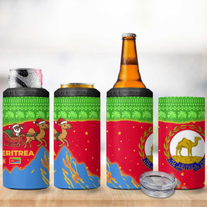 Eritrea Christmas 4 in 1 Can Cooler Tumbler Santa Claus Camel Sleigh National Emblem - African Pride