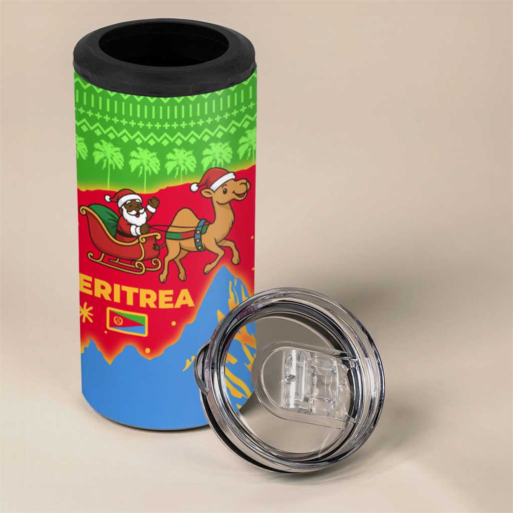 Eritrea Christmas 4 in 1 Can Cooler Tumbler Santa Claus Camel Sleigh National Emblem - African Pride