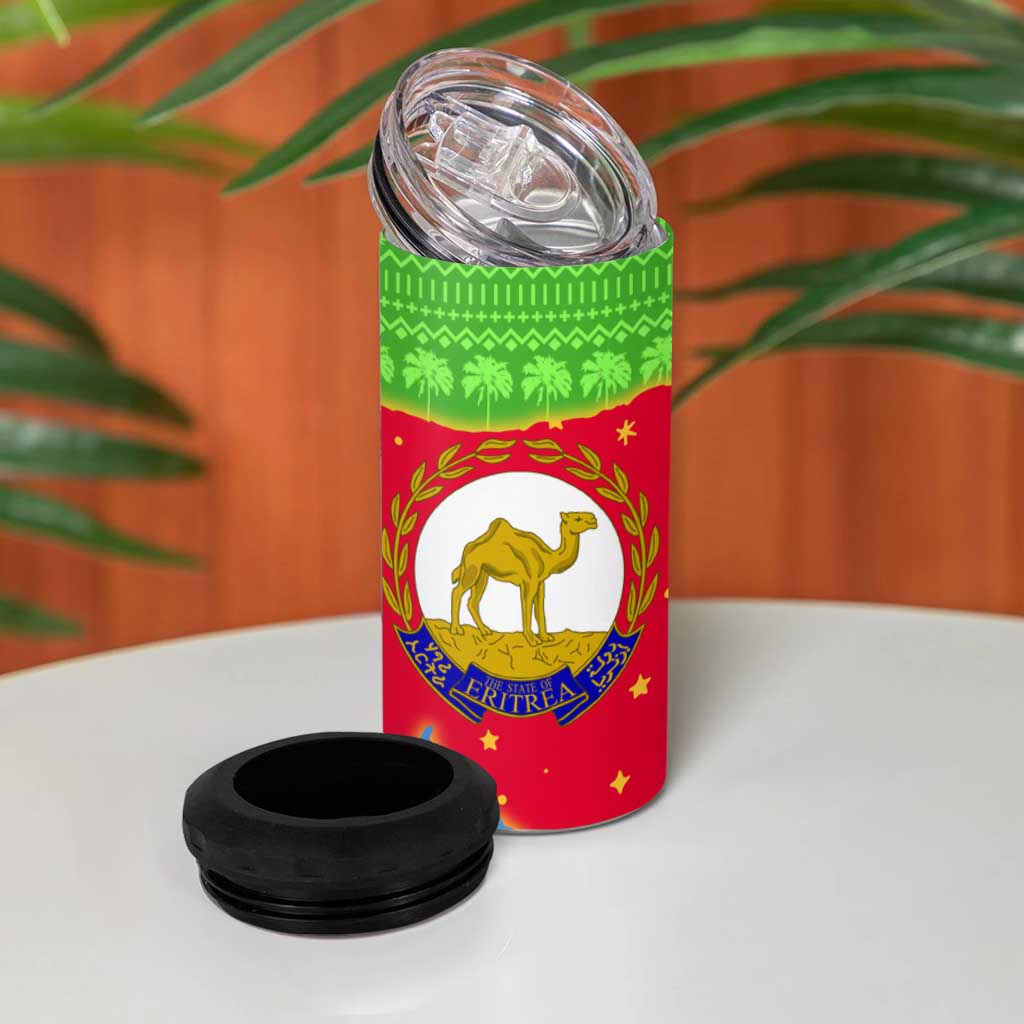 Eritrea Christmas 4 in 1 Can Cooler Tumbler Santa Claus Camel Sleigh National Emblem - African Pride