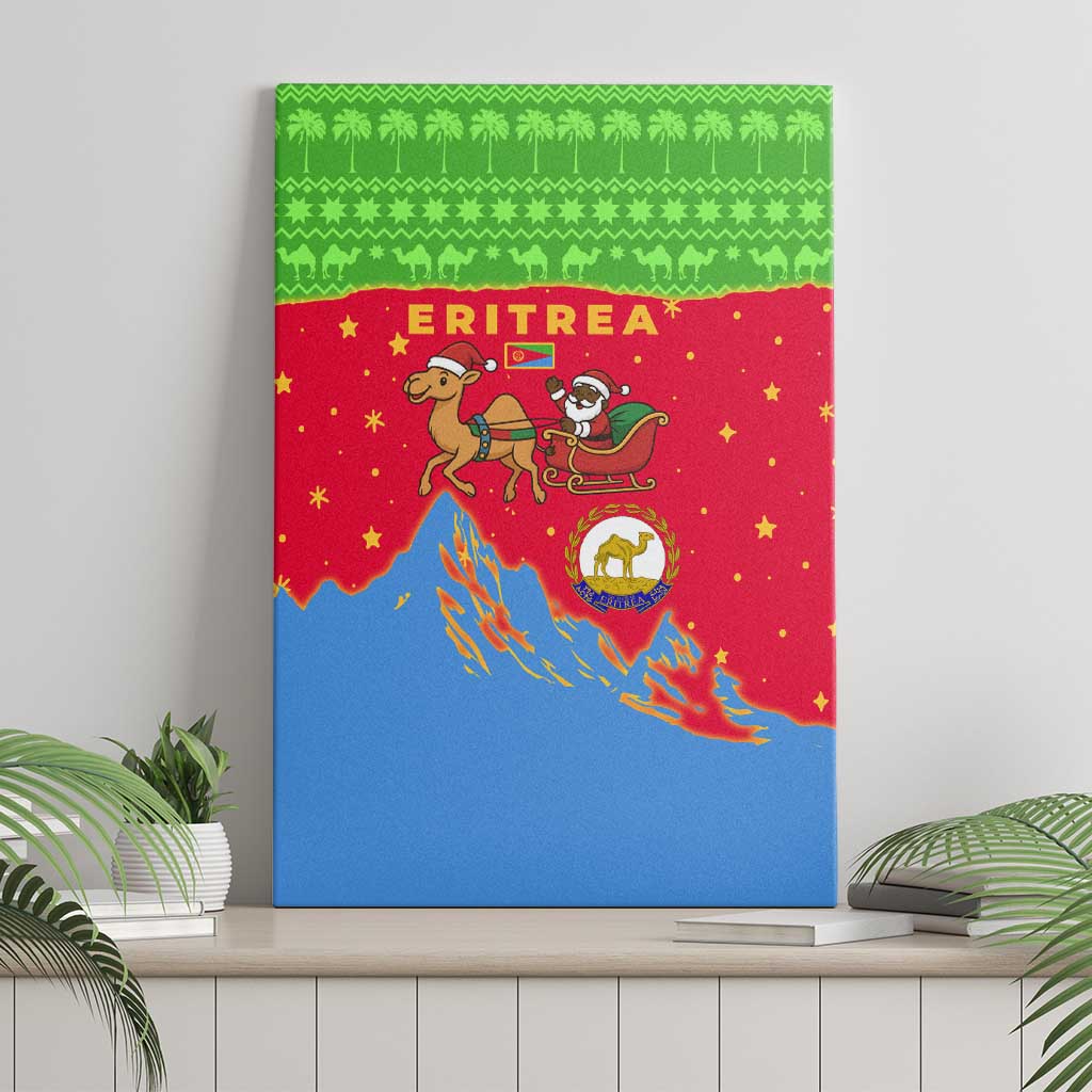 Eritrea Christmas Canvas Wall Art Santa Claus Camel Sleigh National Emblem - African Pride