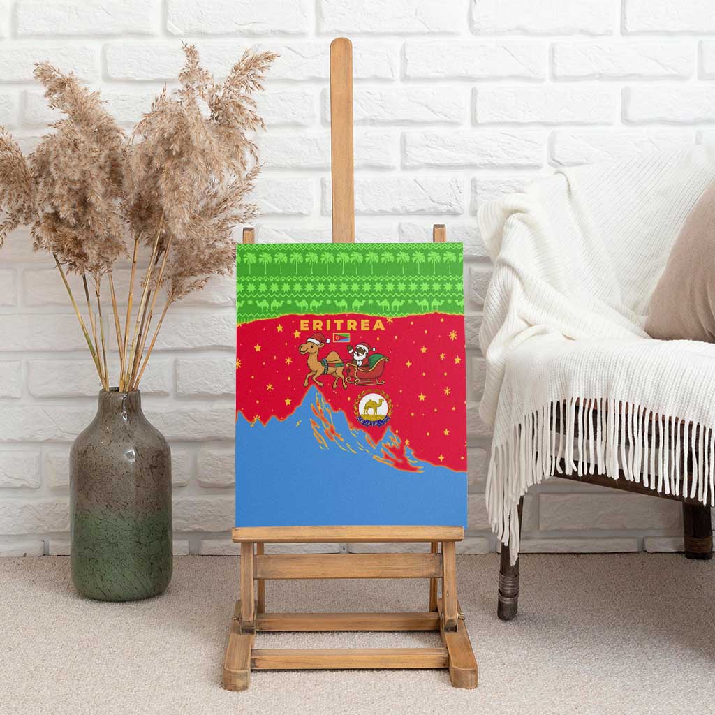Eritrea Christmas Canvas Wall Art Santa Claus Camel Sleigh National Emblem - African Pride