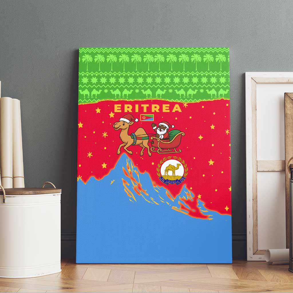 Eritrea Christmas Canvas Wall Art Santa Claus Camel Sleigh National Emblem - African Pride