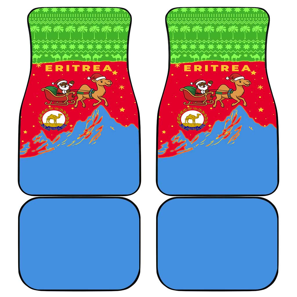 Eritrea Christmas Car Mats Santa Claus Camel Sleigh National Emblem - African Pride