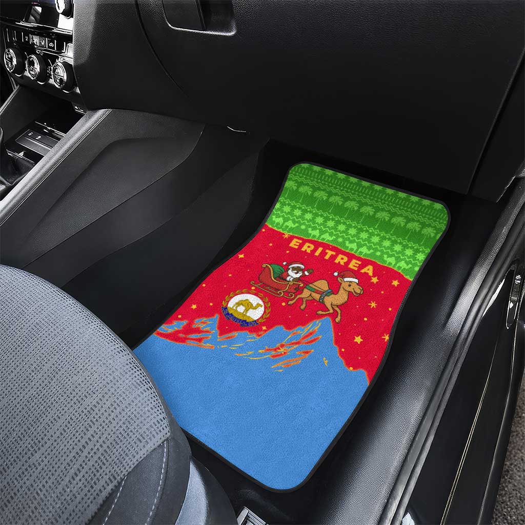 Eritrea Christmas Car Mats Santa Claus Camel Sleigh National Emblem - African Pride