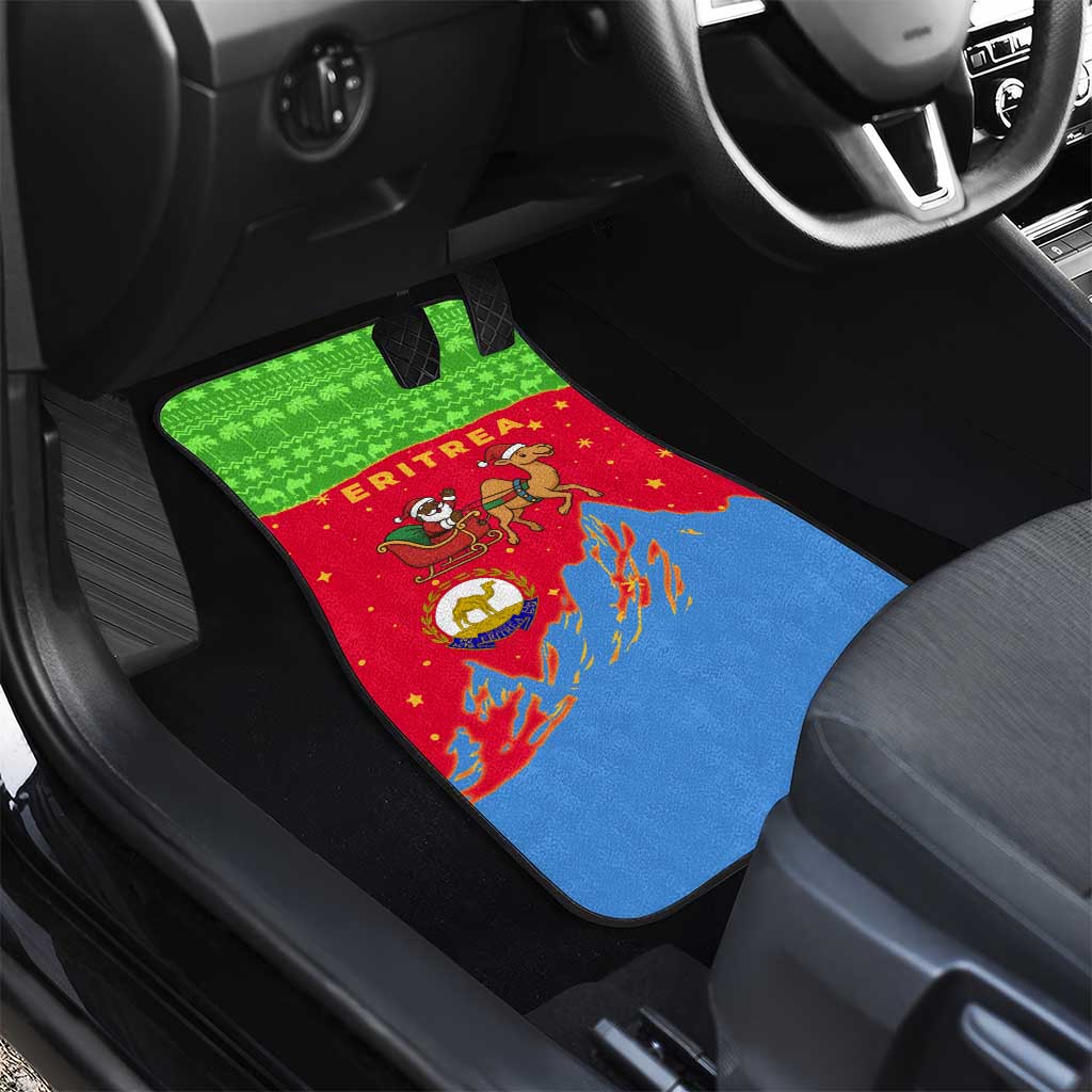 Eritrea Christmas Car Mats Santa Claus Camel Sleigh National Emblem - African Pride