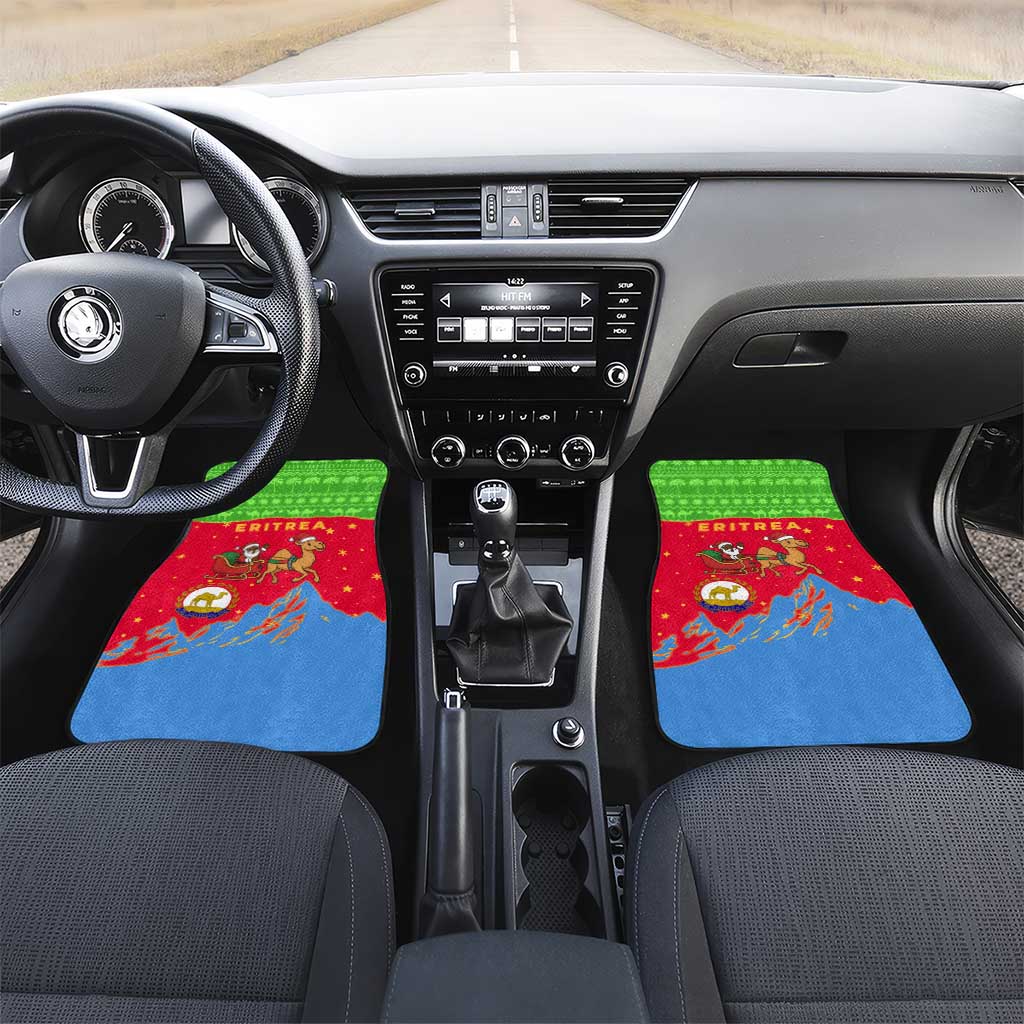 Eritrea Christmas Car Mats Santa Claus Camel Sleigh National Emblem - African Pride