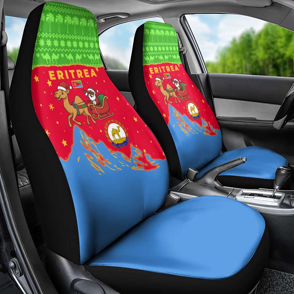 Eritrea Christmas Car Seat Cover Santa Claus Camel Sleigh National Emblem - African Pride