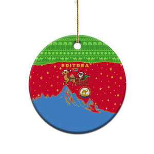 Eritrea Christmas Ceramic Ornament Santa Claus Camel Sleigh National Emblem - African Pride