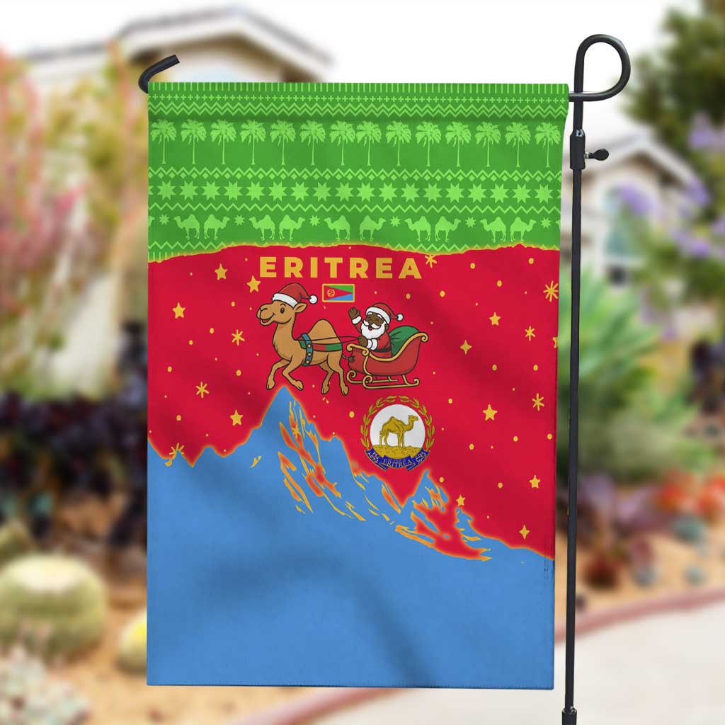 Eritrea Christmas Garden Flag Santa Claus Camel Sleigh National Emblem - African Pride