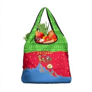 Eritrea Christmas Grocery Bag Santa Claus Camel Sleigh National Emblem - African Pride