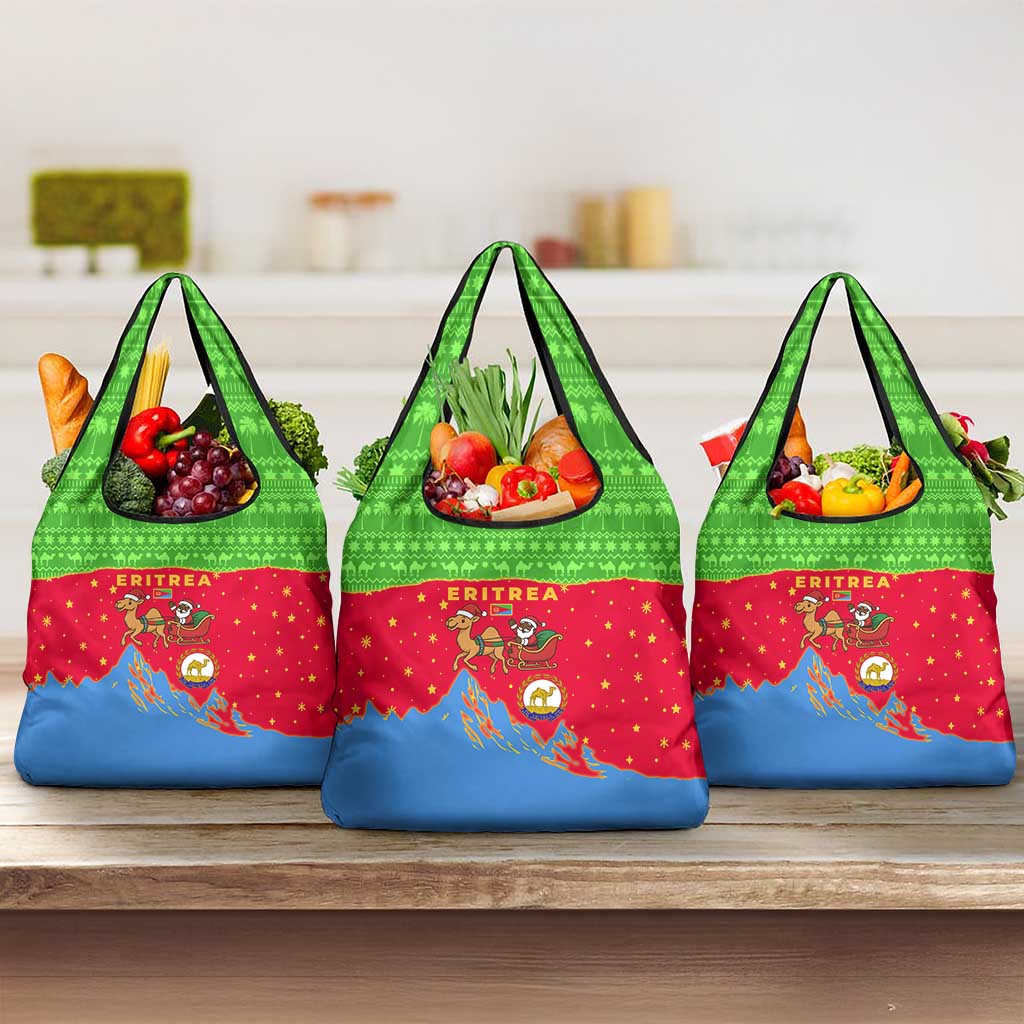 Eritrea Christmas Grocery Bag Santa Claus Camel Sleigh National Emblem - African Pride