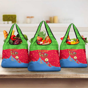 Eritrea Christmas Grocery Bag Santa Claus Camel Sleigh National Emblem - African Pride