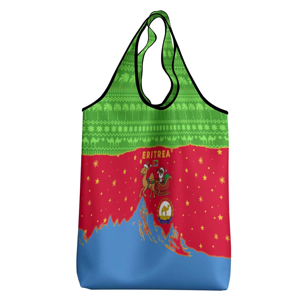 Eritrea Christmas Grocery Bag Santa Claus Camel Sleigh National Emblem - African Pride