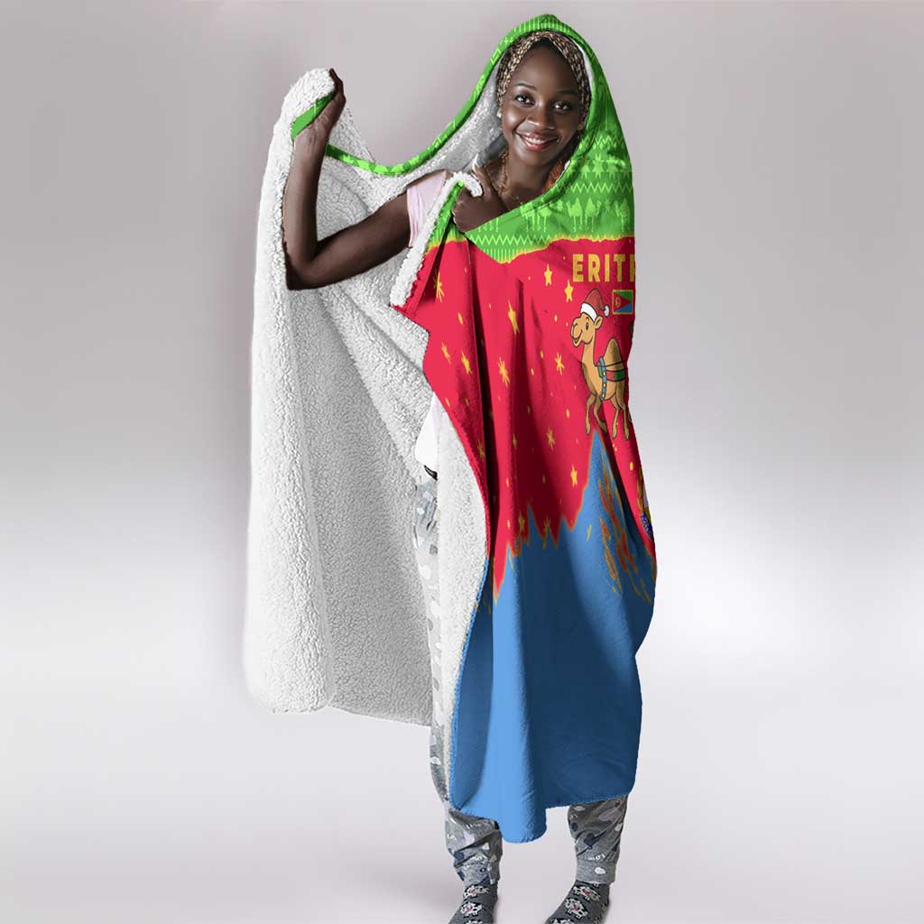 Eritrea Christmas Hooded Blanket Santa Claus Camel Sleigh National Emblem - African Pride