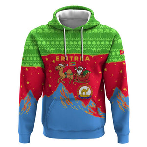 Eritrea Christmas Hoodie Santa Claus Camel Sleigh National Emblem - African Pride