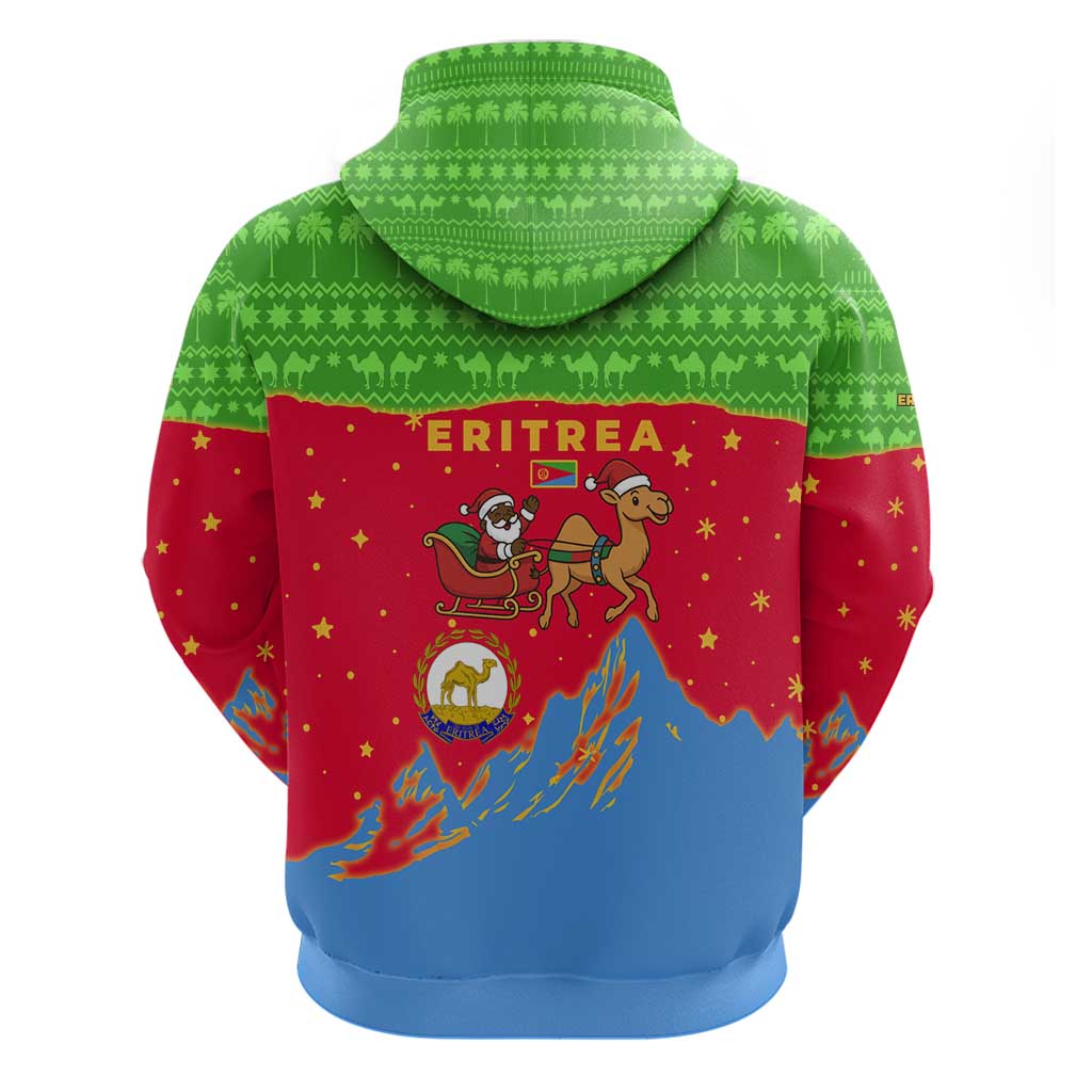 Eritrea Christmas Hoodie Santa Claus Camel Sleigh National Emblem - African Pride