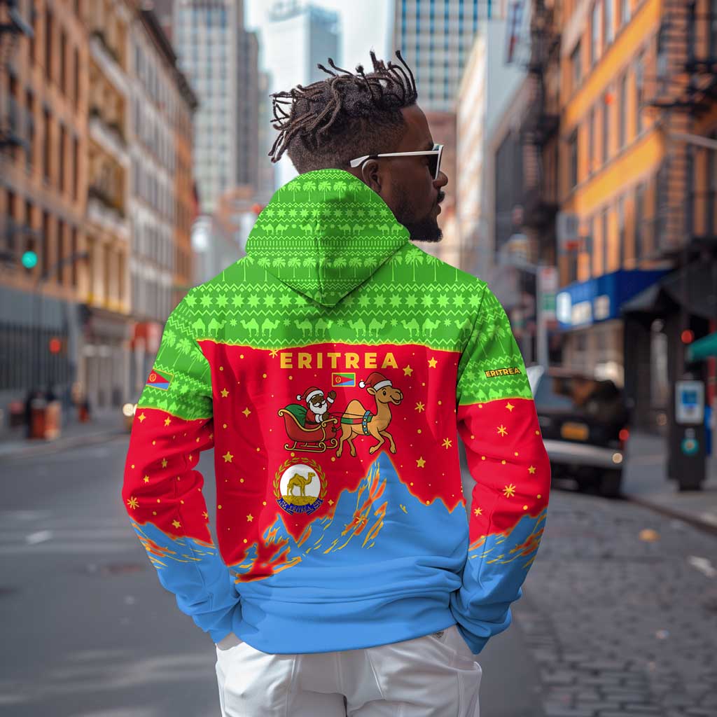 Eritrea Christmas Hoodie Santa Claus Camel Sleigh National Emblem - African Pride