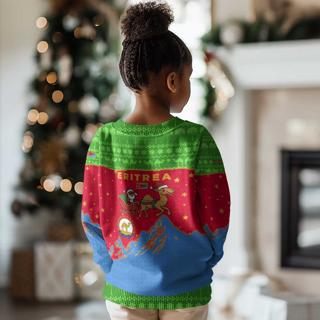 Eritrea Christmas Kid Ugly Christmas Sweater Santa Claus Camel Sleigh National Emblem - African Pride