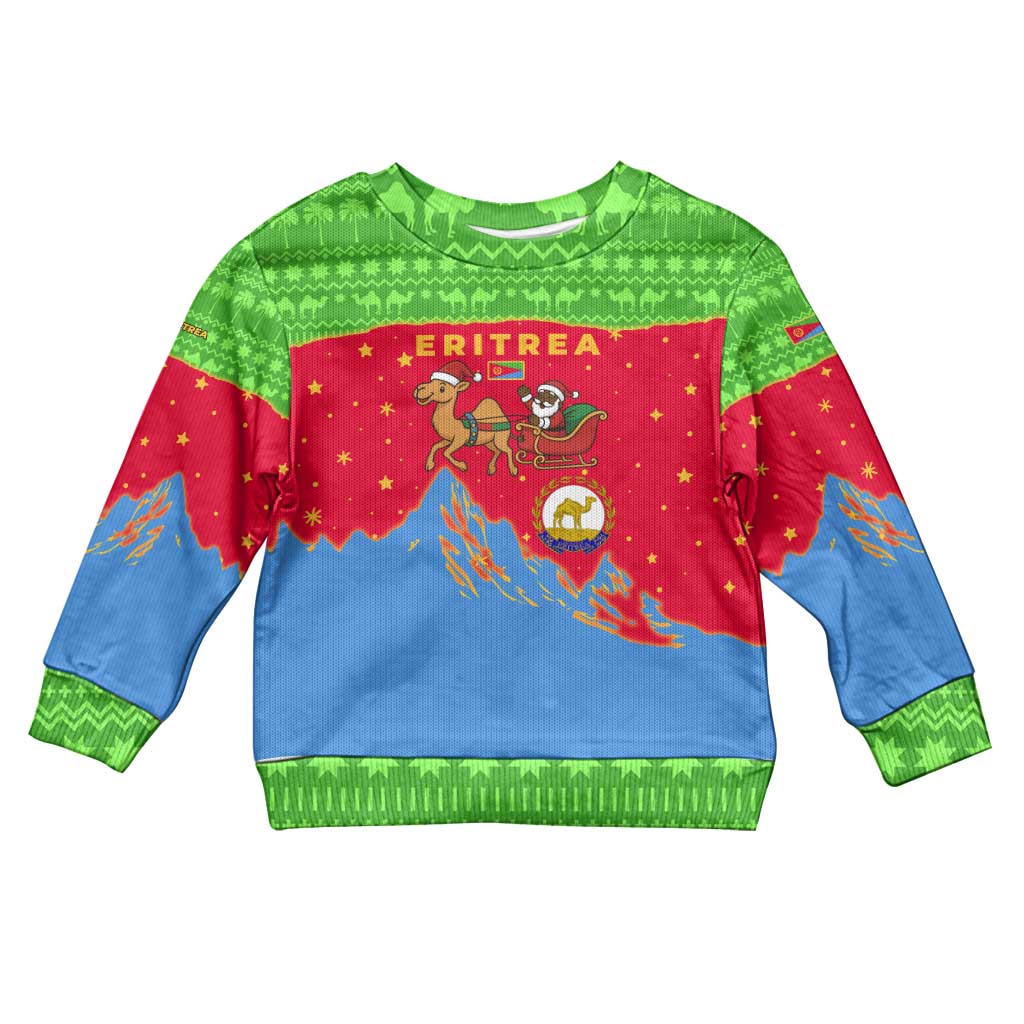 Eritrea Christmas Kid Ugly Christmas Sweater Santa Claus Camel Sleigh National Emblem - African Pride