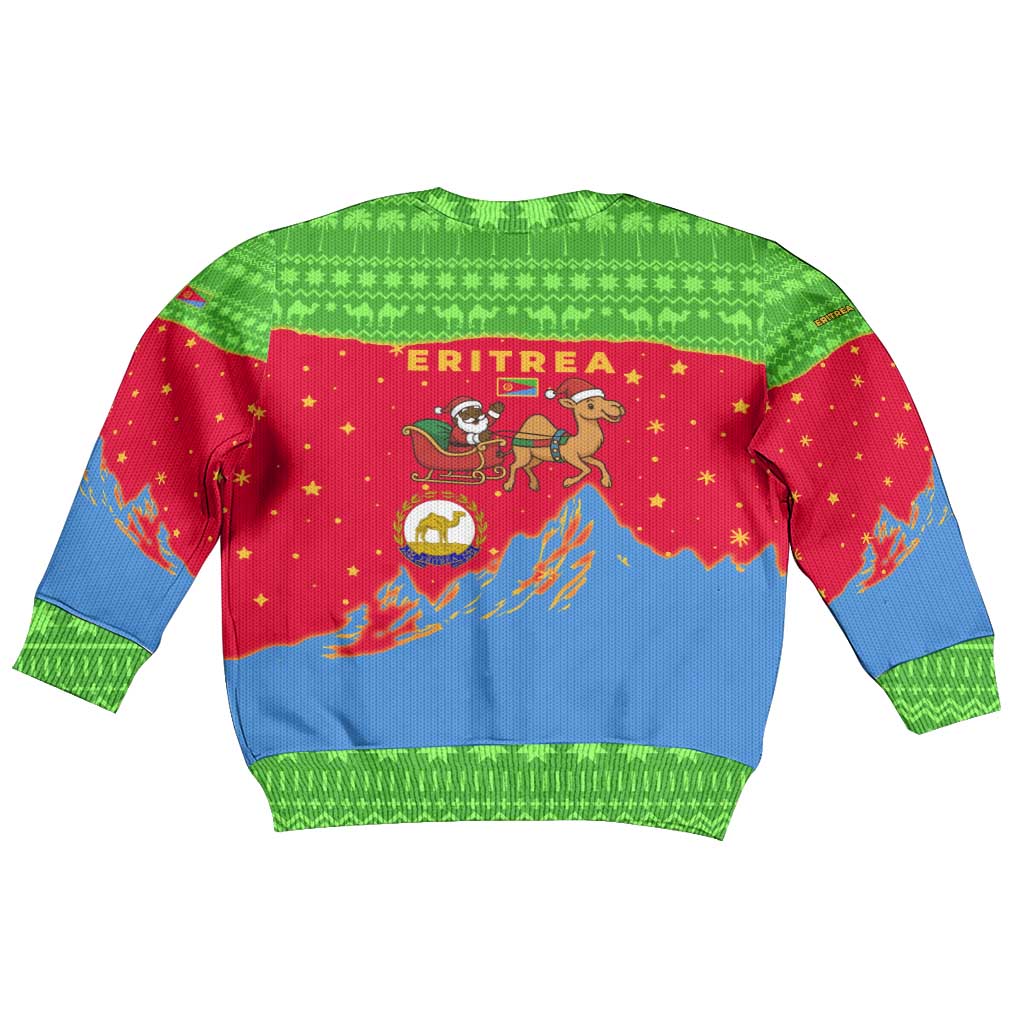 Eritrea Christmas Kid Ugly Christmas Sweater Santa Claus Camel Sleigh National Emblem - African Pride