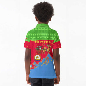 Eritrea Christmas Kid Polo Shirt Santa Claus Camel Sleigh National Emblem - African Pride