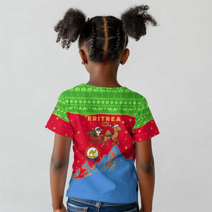 Eritrea Christmas Kid T shirt Santa Claus Camel Sleigh National Emblem - African Pride