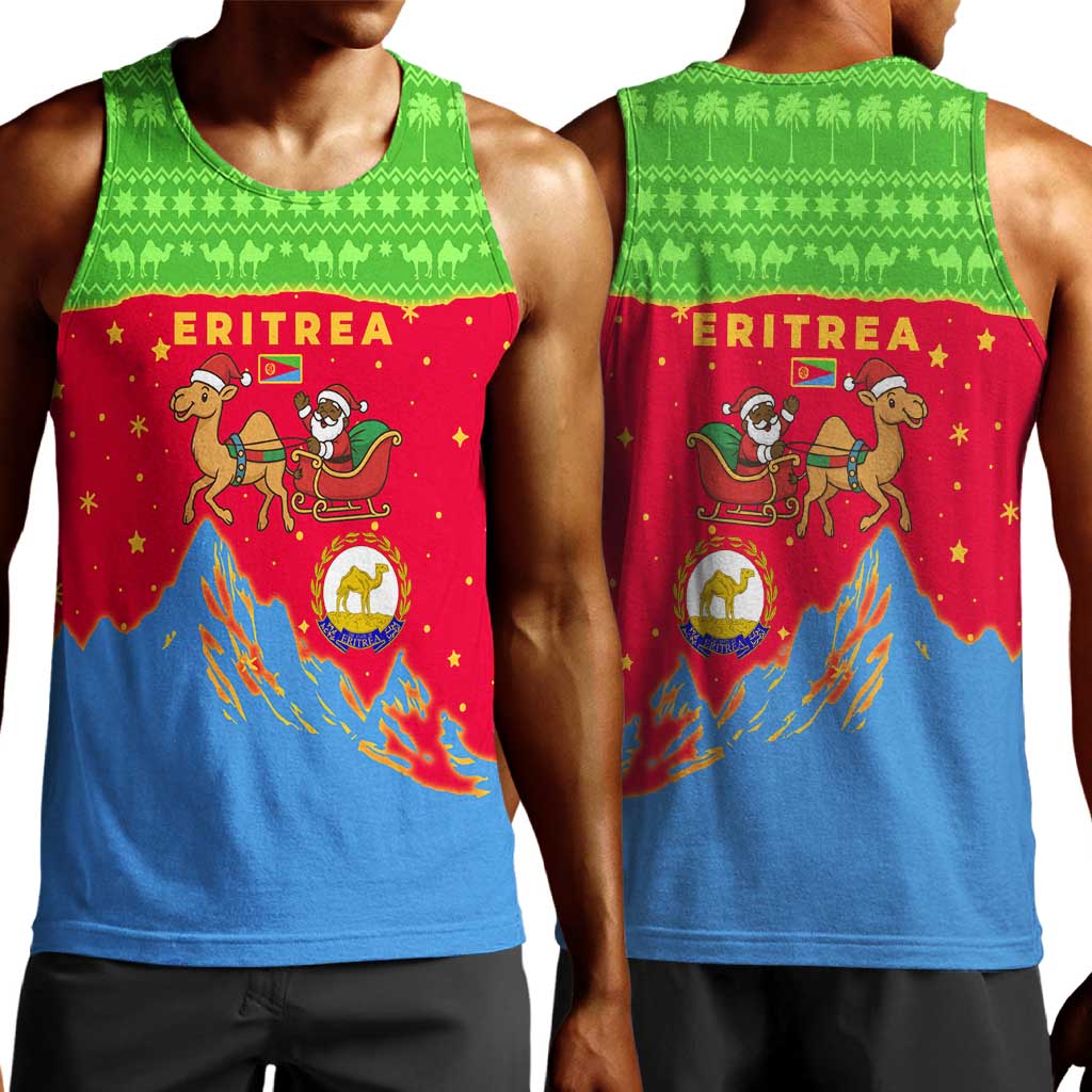 Eritrea Christmas Men Tank Top Santa Claus Camel Sleigh National Emblem - African Pride