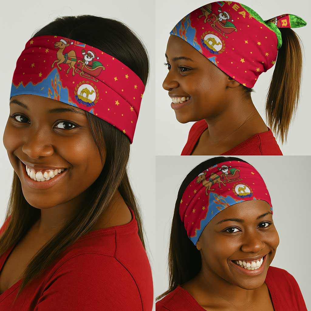 Eritrea Christmas Neck Gaiter Santa Claus Camel Sleigh National Emblem - African Pride