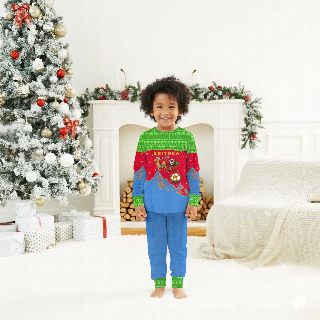 Eritrea Christmas Pajama Set Santa Claus Camel Sleigh National Emblem - African Pride