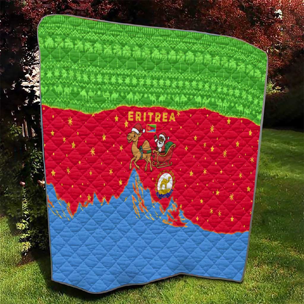 Eritrea Christmas Quilt Santa Claus Camel Sleigh National Emblem - African Pride