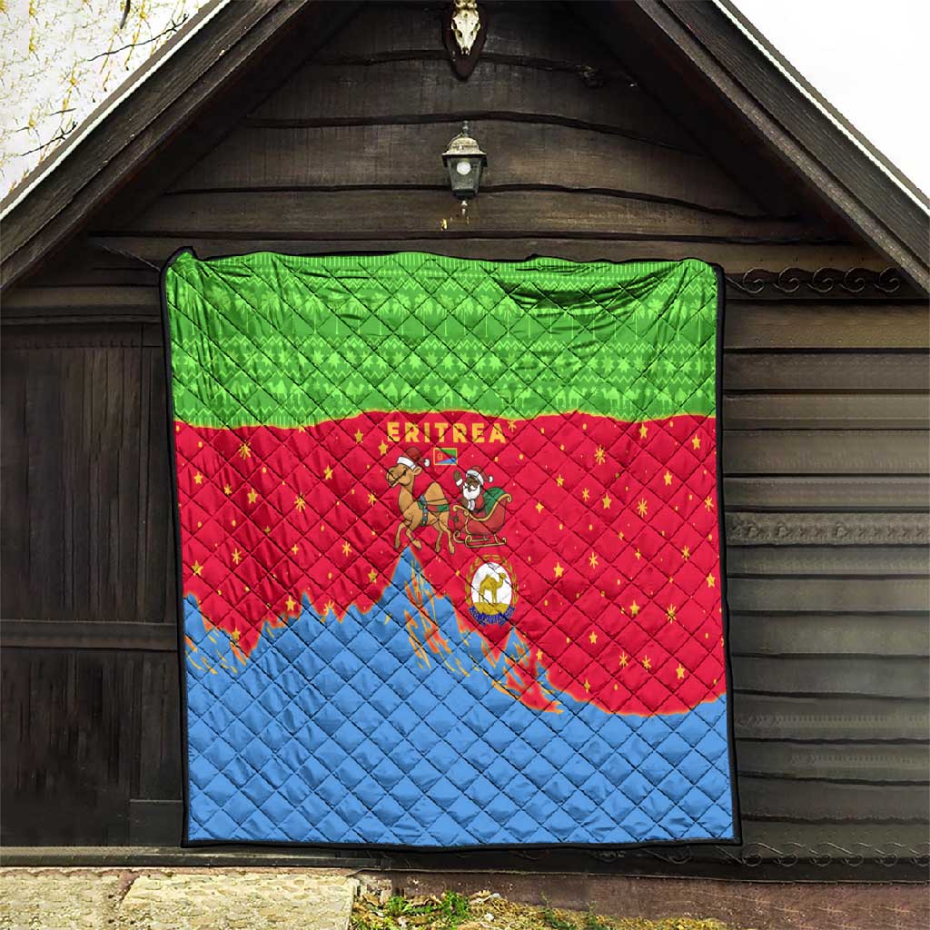 Eritrea Christmas Quilt Santa Claus Camel Sleigh National Emblem - African Pride