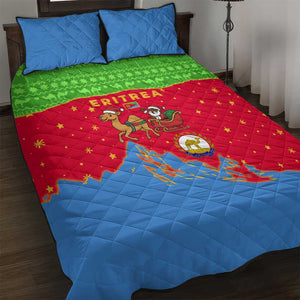 Eritrea Christmas Quilt Bed Set Santa Claus Camel Sleigh National Emblem - African Pride