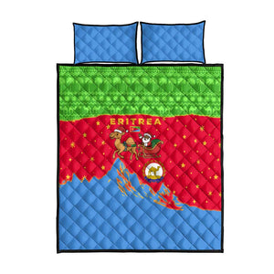 Eritrea Christmas Quilt Bed Set Santa Claus Camel Sleigh National Emblem - African Pride