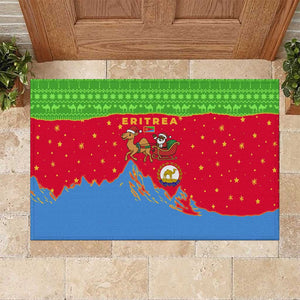 Eritrea Christmas Rubber Doormat Santa Claus Camel Sleigh National Emblem - African Pride