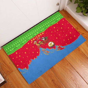 Eritrea Christmas Rubber Doormat Santa Claus Camel Sleigh National Emblem - African Pride
