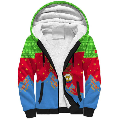 Eritrea Christmas Sherpa Hoodie Santa Claus Camel Sleigh National Emblem - African Pride