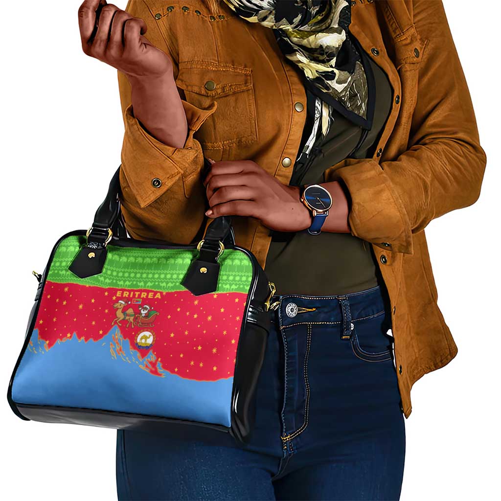 Eritrea Christmas Shoulder Handbag Santa Claus Camel Sleigh National Emblem - African Pride