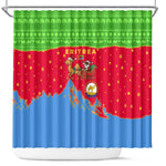 Eritrea Christmas Shower Curtain Santa Claus Camel Sleigh National Emblem - African Pride