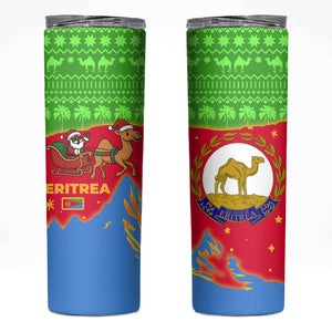Eritrea Christmas Skinny Tumbler Santa Claus Camel Sleigh National Emblem - African Pride