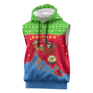 Eritrea Christmas Sleeveless Hoodie Santa Claus Camel Sleigh National Emblem - African Pride