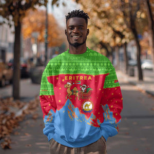 Eritrea Christmas Sweatshirt Santa Claus Camel Sleigh National Emblem - African Pride