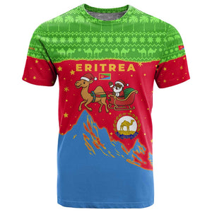 Eritrea Christmas T shirt Santa Claus Camel Sleigh National Emblem - African Pride
