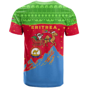 Eritrea Christmas T shirt Santa Claus Camel Sleigh National Emblem - African Pride