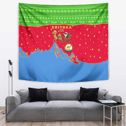Eritrea Christmas Tapestry Santa Claus Camel Sleigh National Emblem - African Pride