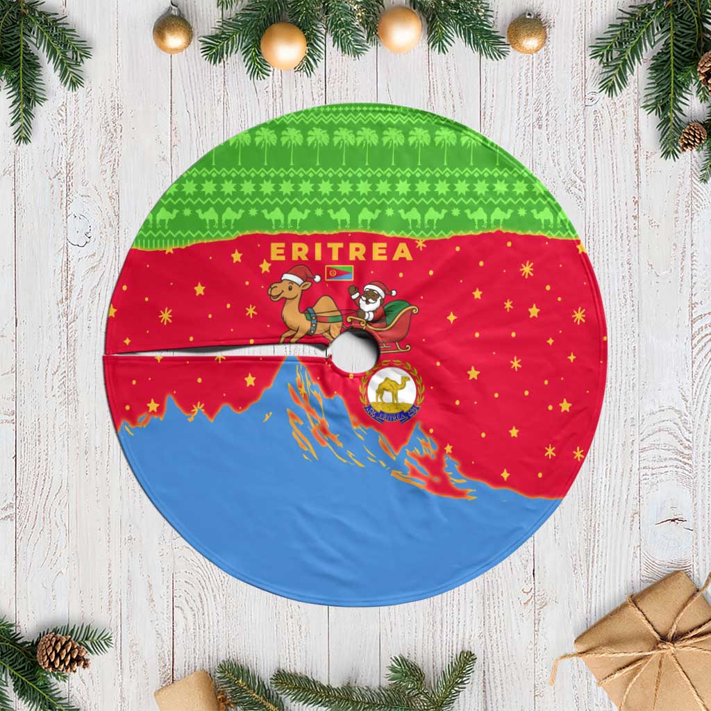 Eritrea Christmas Tree Skirt Santa Claus Camel Sleigh National Emblem - African Pride