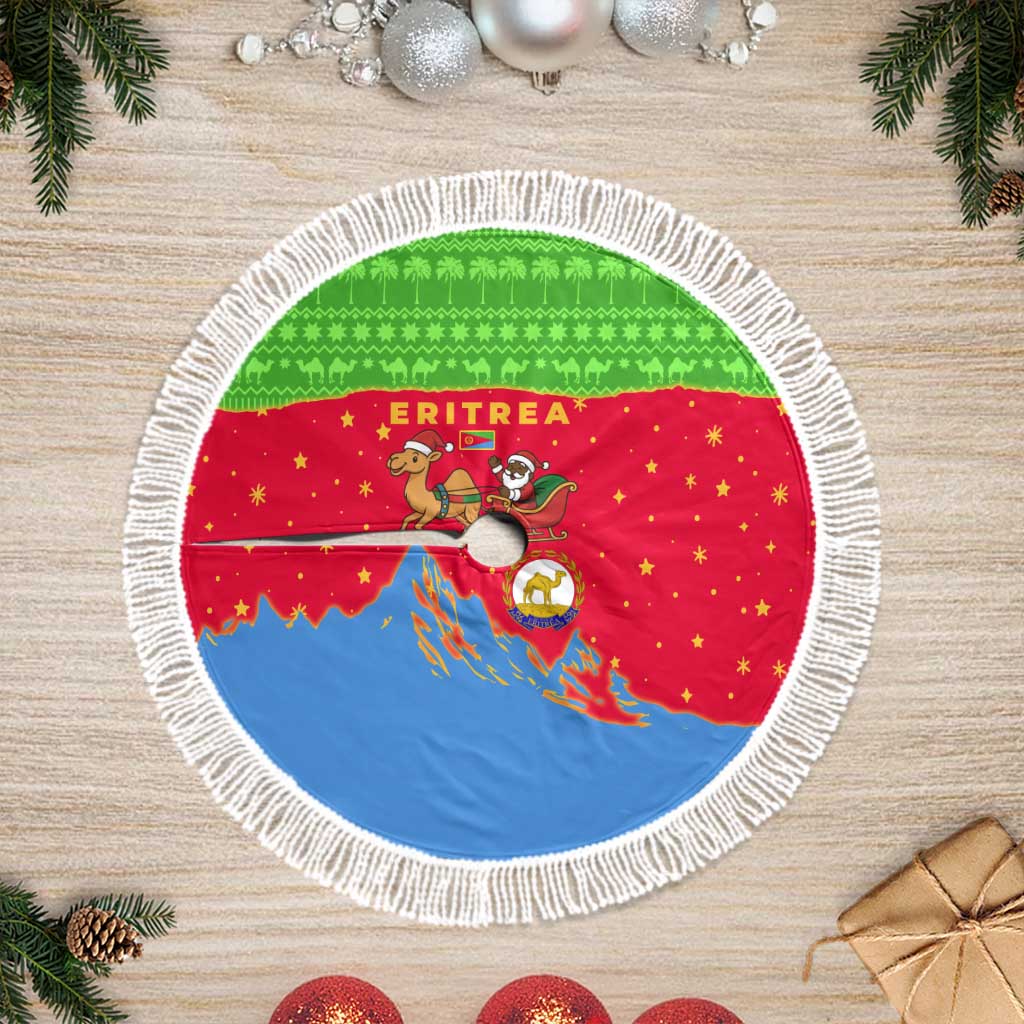 Eritrea Christmas Tree Skirt Santa Claus Camel Sleigh National Emblem - African Pride